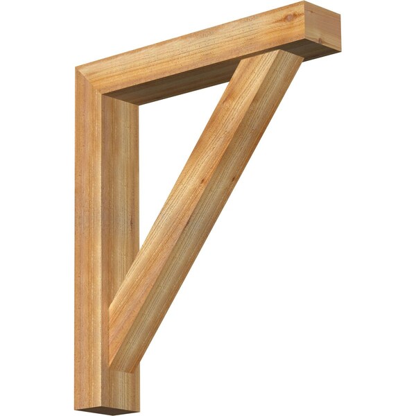 Ekena Millwork Traditional Block Rough Sawn Bracket w/ Offset Brace, Western Red Cedar, 6"W x 32"D x 38"H BKT0604X32X38TRA05RWR - main
